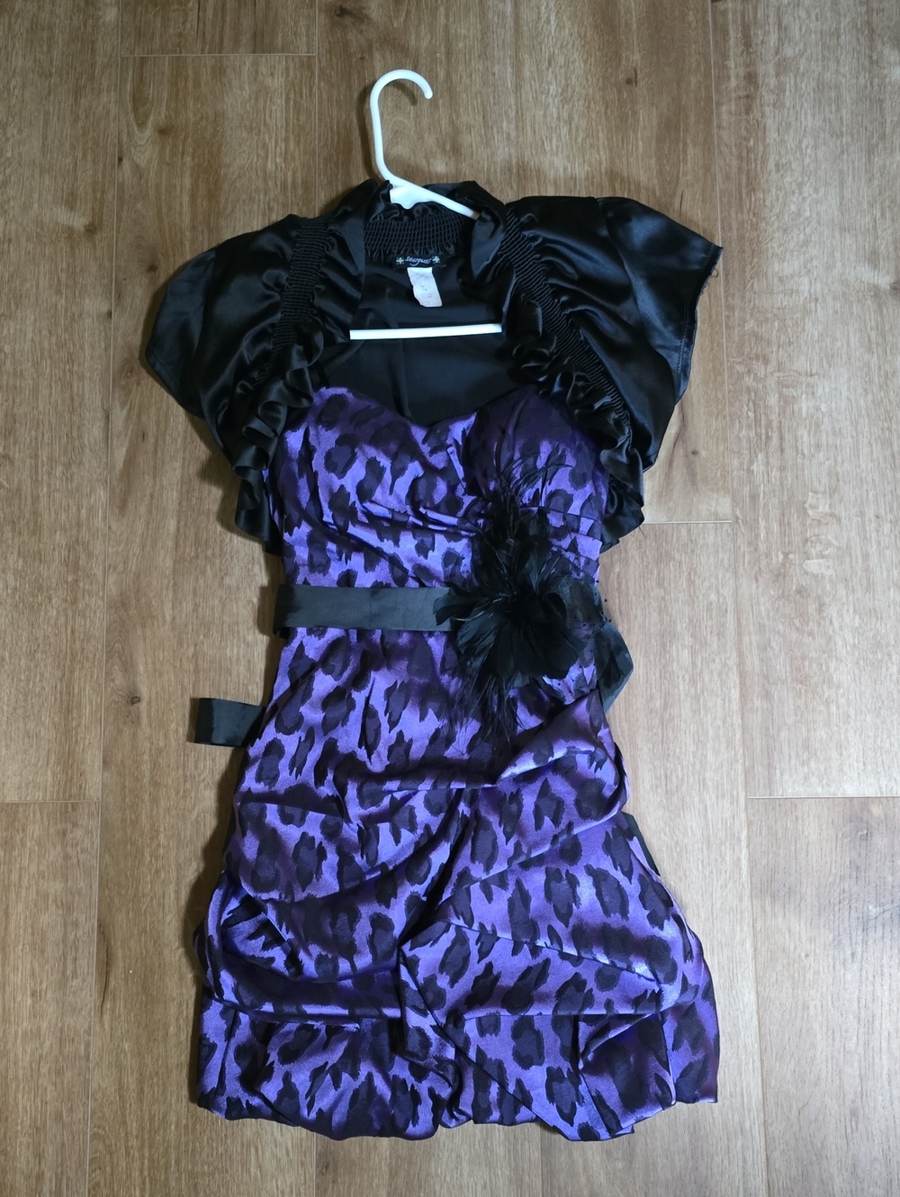 City Triangles Vintage 80's Y2k Purple Leopard Print Strapless Dress Size 7